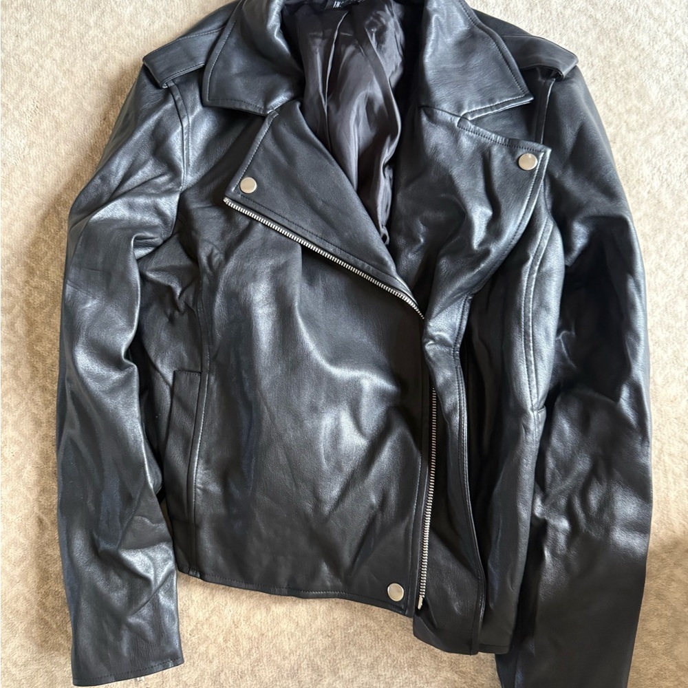 Inc Faux leather jacket worn once